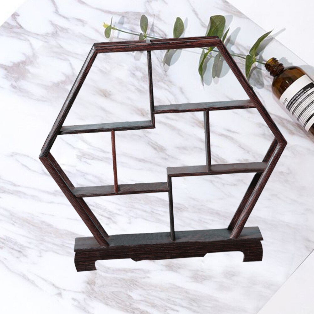 1Pc Wood Shelf Retro Antique Shelf Rosewood Crafts Wenge Display Stand without Ornaments (Peach Shape): Picture 1 3