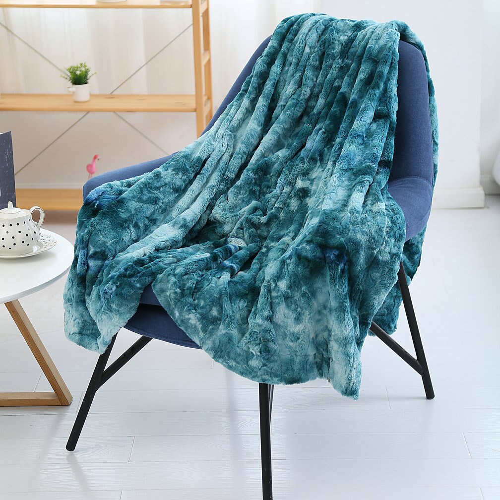 Universal lammet fløjletæppe luksus varmt fluffy plys tæppe tie-dye faux fur super blødt tæppe vinter varmt sheetsla 465