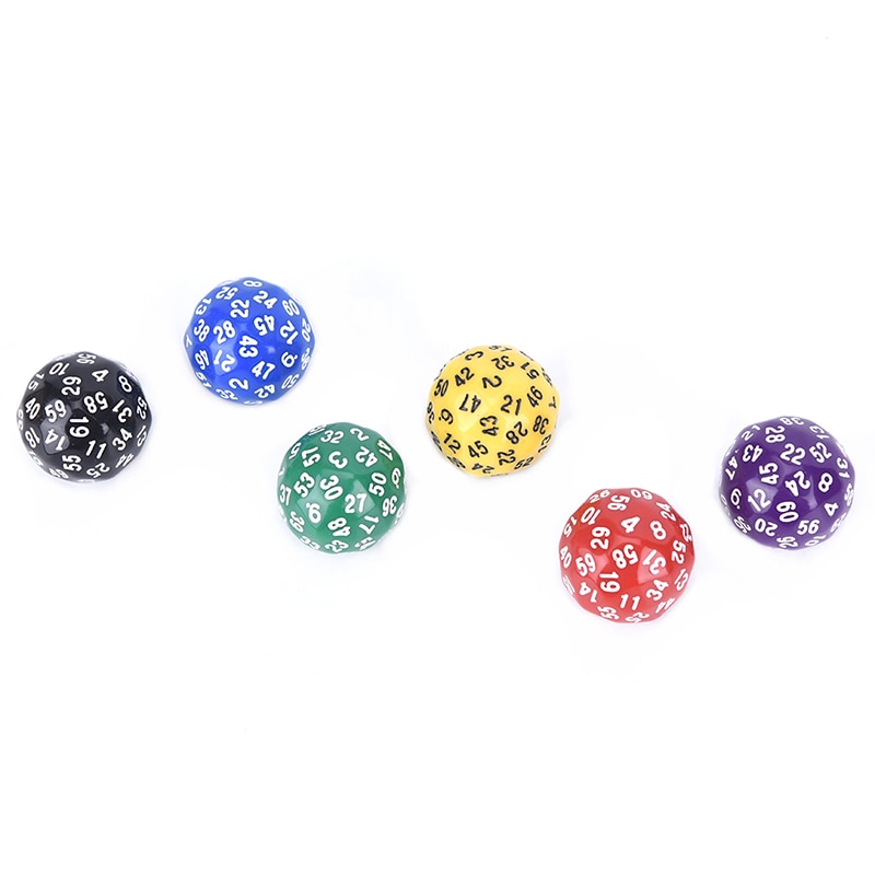Dés à multiples faces en acrylique, 6 couleurs, 1 pièce, pour les amateurs de jeux, sac en tissu, 60 faces, pour le jeu, polyèdre, D60
