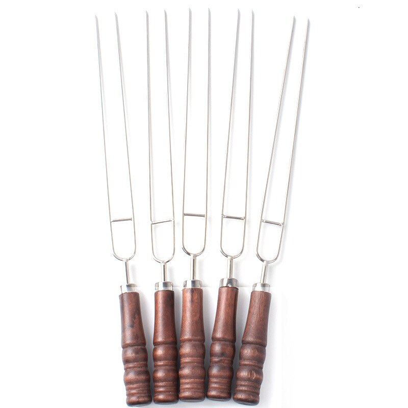 5pcs Stainless Steel Grill Fork Roasting Forks With Bag Camping Dog Skewers BBQ Forks Barbecue Tool Outdoor BBQ Tool