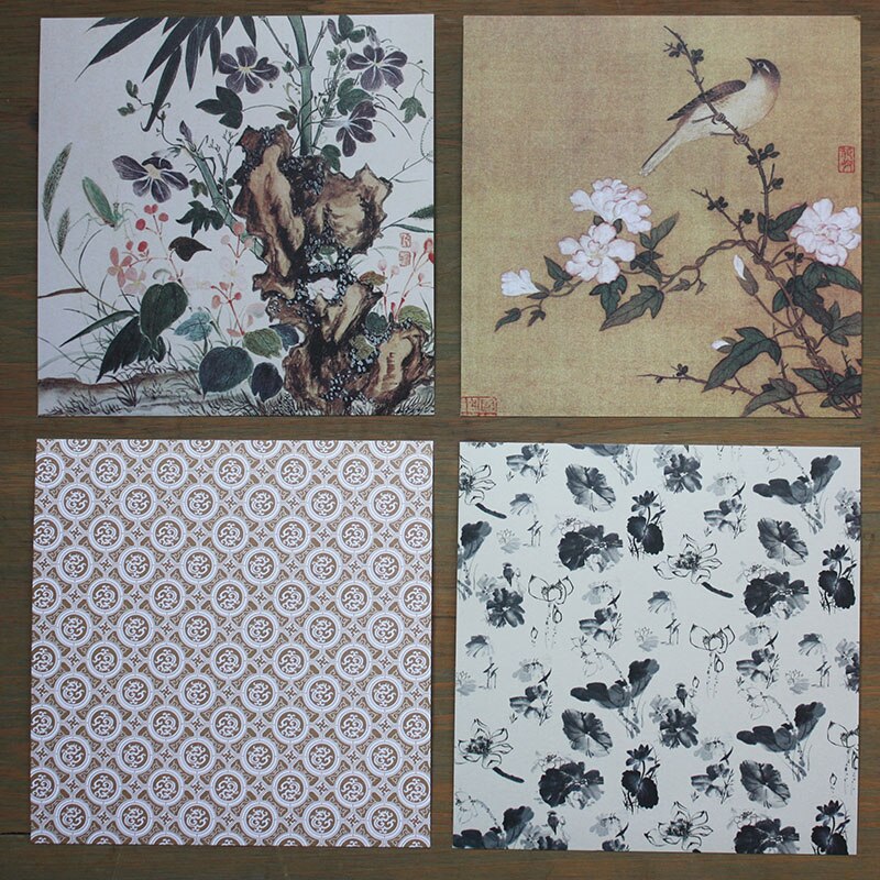 24pcs 6" Single-side Flowers and birds pattern papercraft art paper handmade scrapbooking kit set books P033
