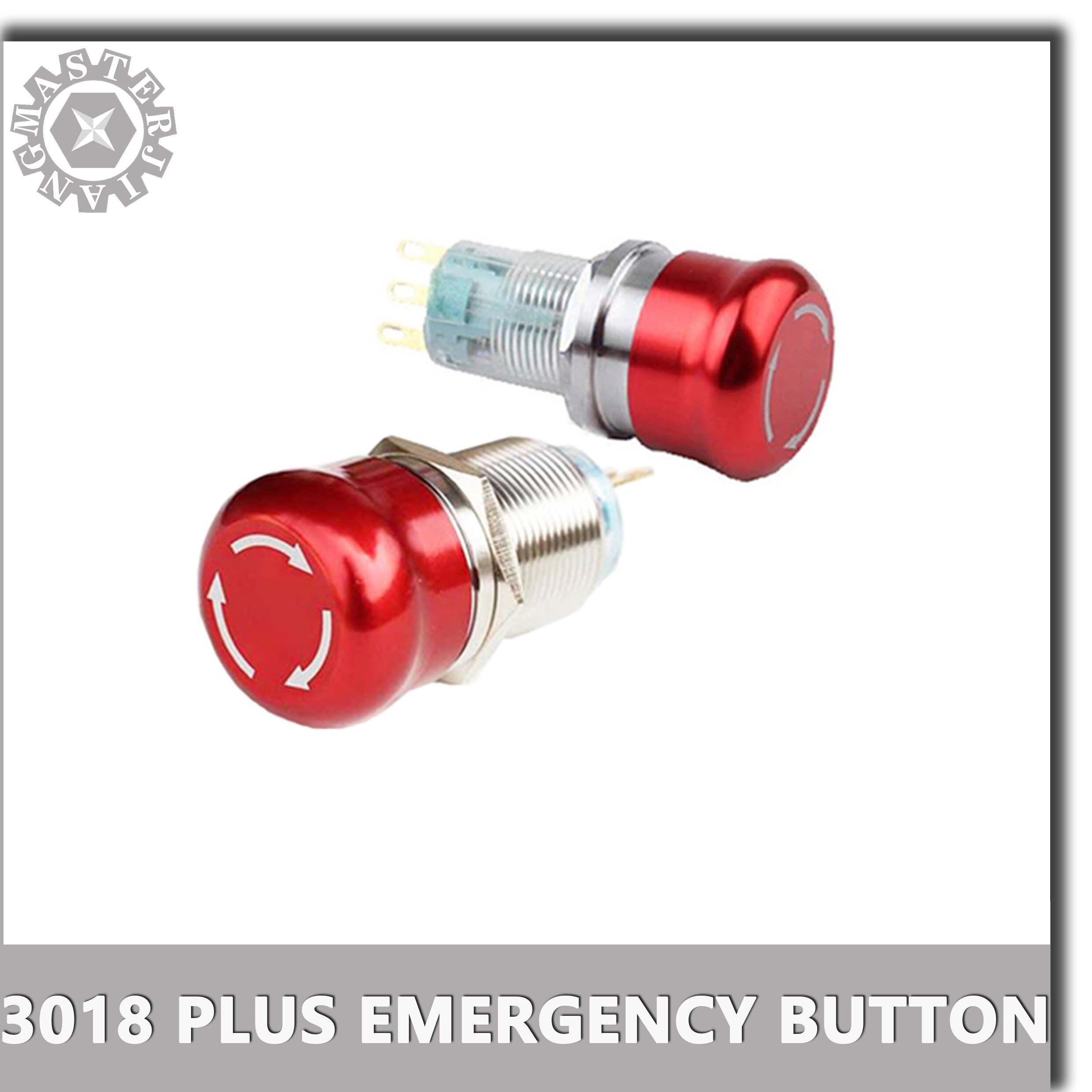 16mm Stainless Steel Emergency Stop Switch Push Button Switch 1NO1NC IP66 IK09 for 3018 CNC, with/no connection cable.