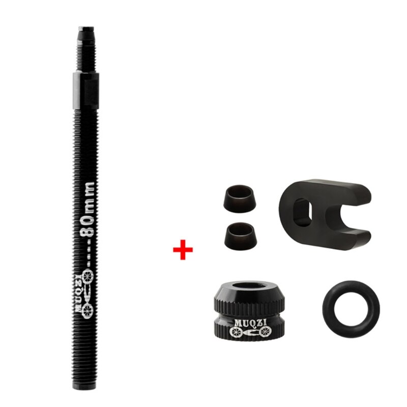 Bicycle Presta Valve Extender 50mm 80mm Clincher Removable Tire Inner Tube Extension Valve with Core Wrench: Black