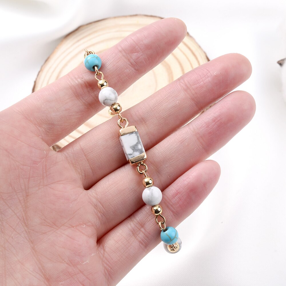 2022 Zomer Charm Star Hanger Blue Stone Armband Voor Vrouwen Unieke Onregelmatige Parel Kralen Link Chain Bohemen Armbanden