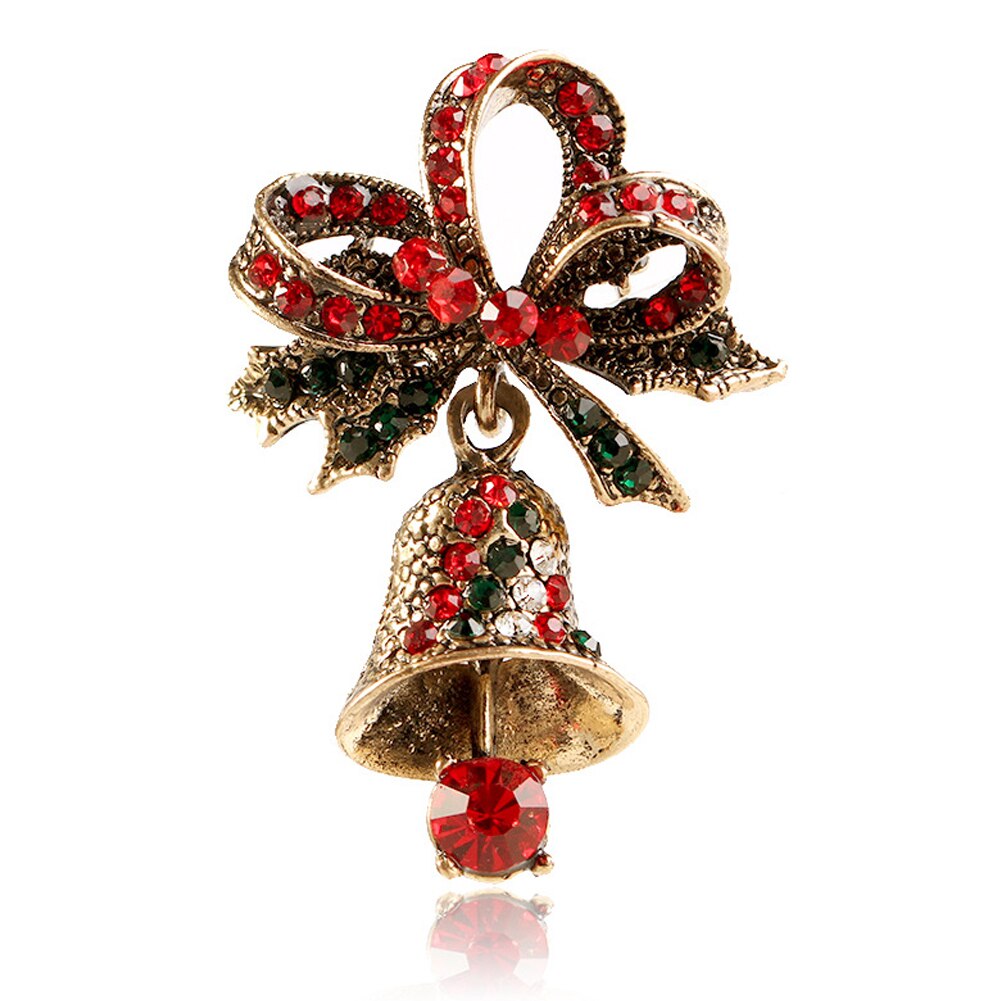 Etnische Stijl Broches Kerst Strass Boom Bell Broche Pin Crystal Kerstman Xmas Party Sieraden: 3