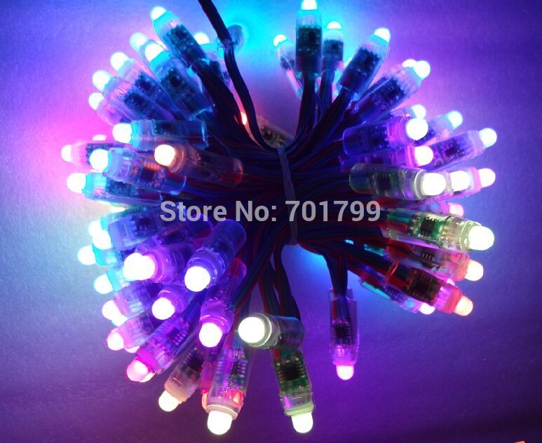 100 stks DC12V 12mm WS2811 led smart pixel knooppunt met alle kleur draad (20AWG), IP68 nominale; 4 inches (10 cm) draad afstand