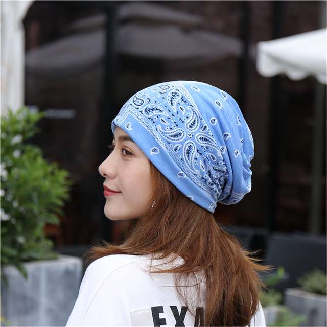 Gorros de estilo étnico para hombre y mujer, gorro de flor de anacardo, bufanda de 2 formas de usar, de Festival: Gris