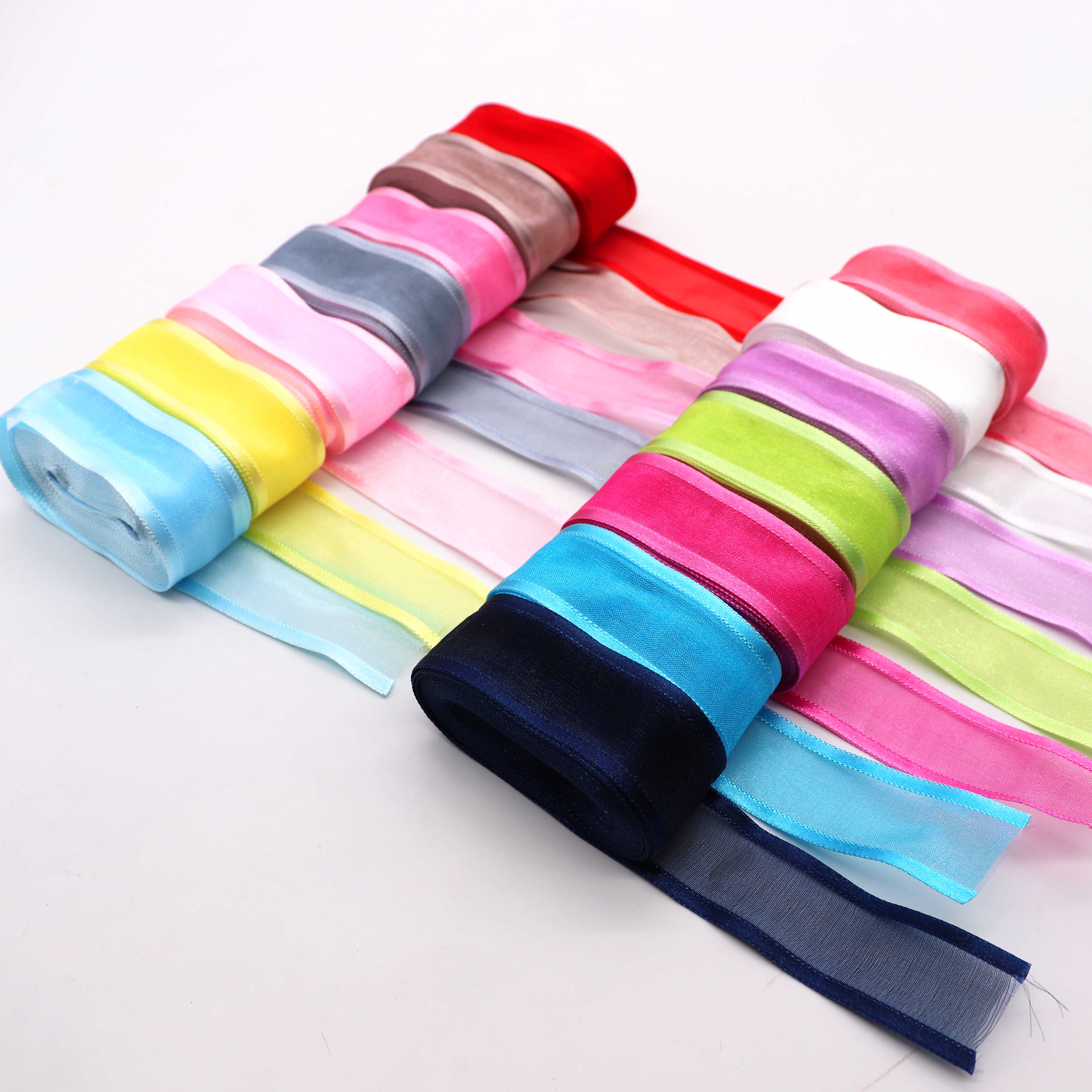 5M 25mm Satin- Rand Organza Band für Hochzeit Party Dekoration Band Handgemachte Verpackung Haar BöGen DIY Weihnachten Band