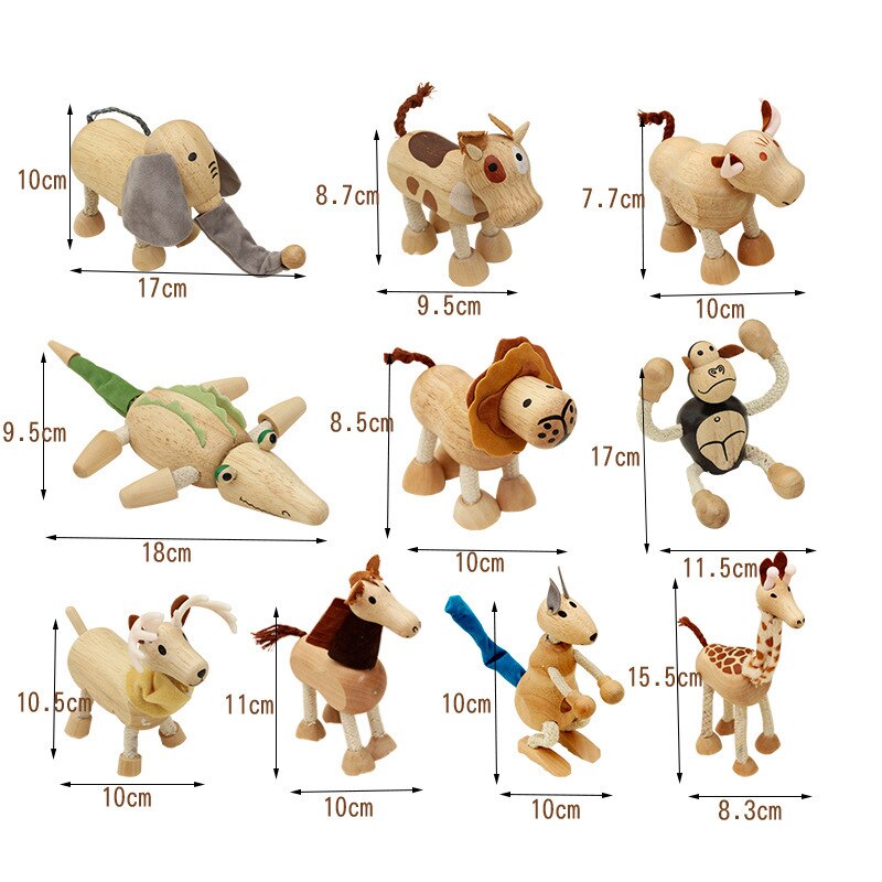 Wooden Small Animal Solid Wood Animal Doll Model Toy Children Forest Animal Puppet Toy Decoration