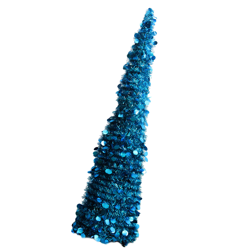 5 Foot Pop Up Tinsel Artificial Christmas Tree with Stand Blue Christmas Year Decor