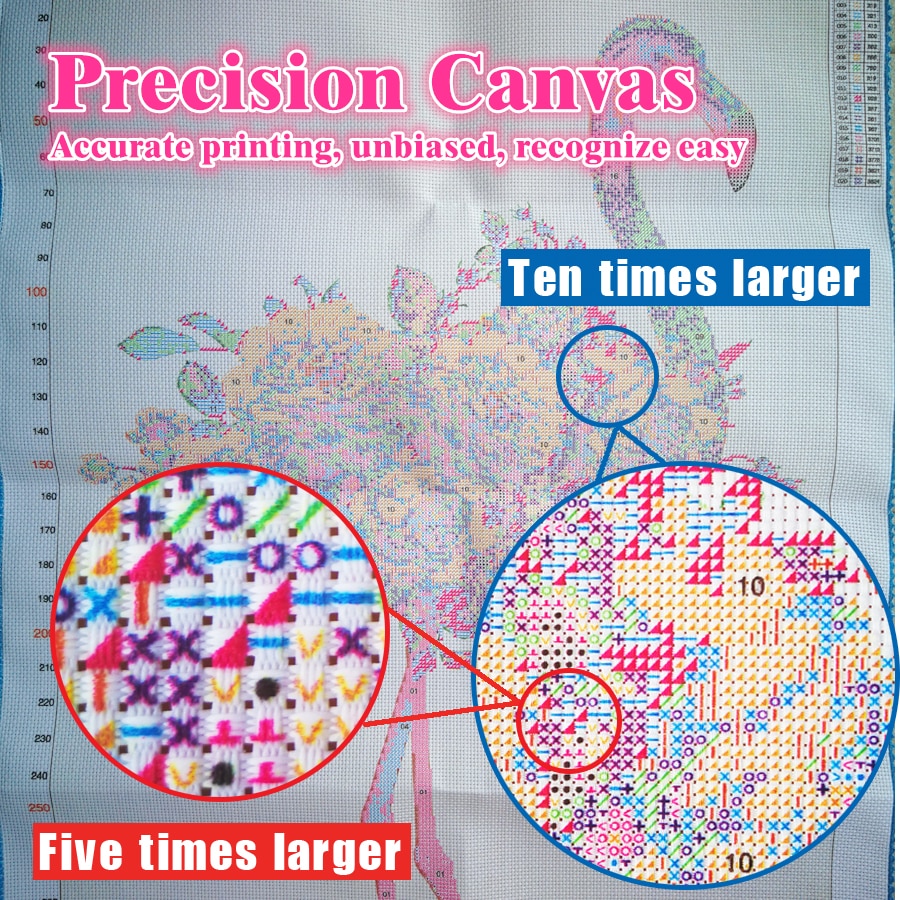 Kits de punto de cruz kaka, ,5d flores de flamenco, juegos de bordado con patrón impreso, ,11ct- lienzos, pintura para decoración del hogar