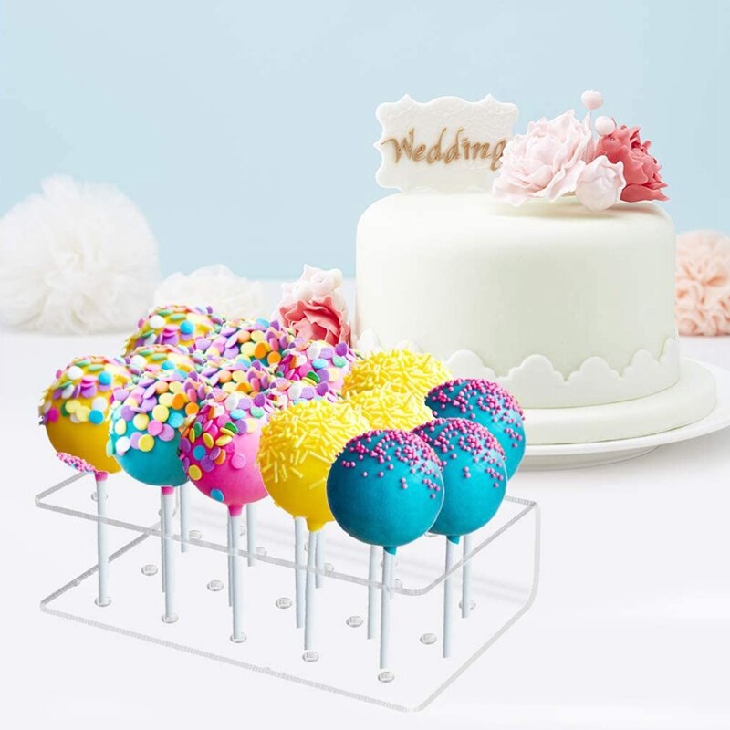 2 Pcs of 15-Hole Acrylic Transparent Lollipop Display Stand for Wedding and Birthday Parties