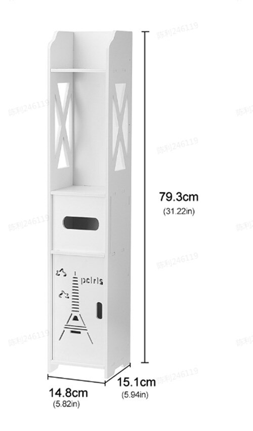 DIY Small Bathroom Toilet Storage Cabinet Waterproof Organizer Vanity Floor Standing Rack Washbasin Shower Corner Sundries Shelf: 5.82x5.94x31.22in