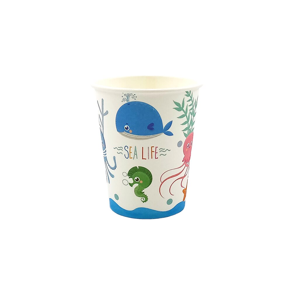 6pcs Dessert Plate Dishes With Food Film For Kids Children Sea Life Marine Animal Fish Theme Party Supplies Disposable Tableware