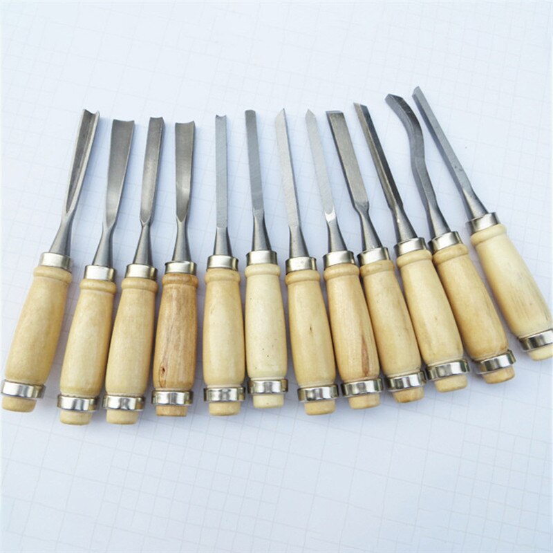 12Pcs Houtsnijwerk Hand Beitel Tool Kit Set houtbewerking Professionele Gutsen Beitel DIY Gedetailleerde Handgereedschap
