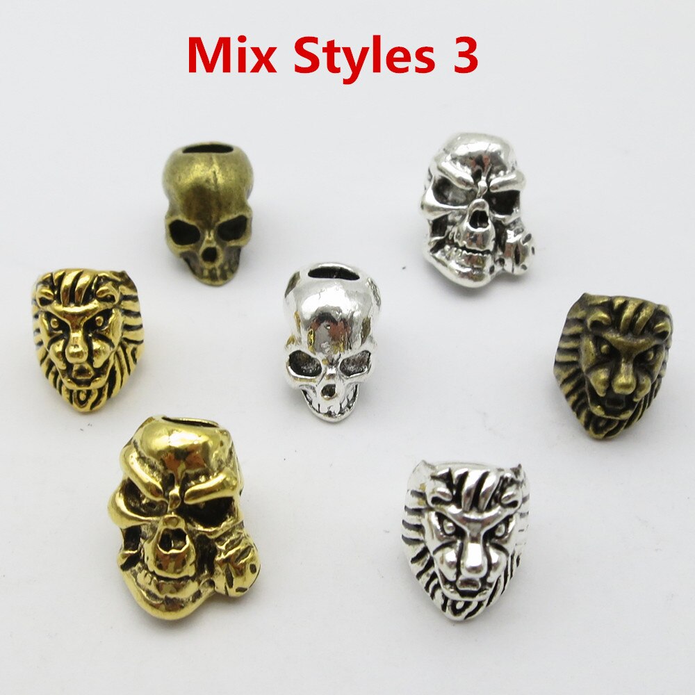 2pcs-7pcs skull styles viking hair braid dread dreadlock beard beads tube rings approx 4.5-5.5mm hole for hair accessories: 7pcs Mix Styles 3