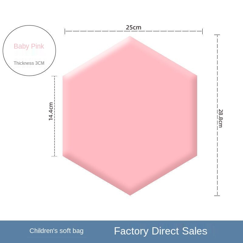Fabriksforsyning hovedgærde sekskantet hovedgærde blød taske, selvklæbende bord baggrund dekorative maleri: Lyserød 1 stk