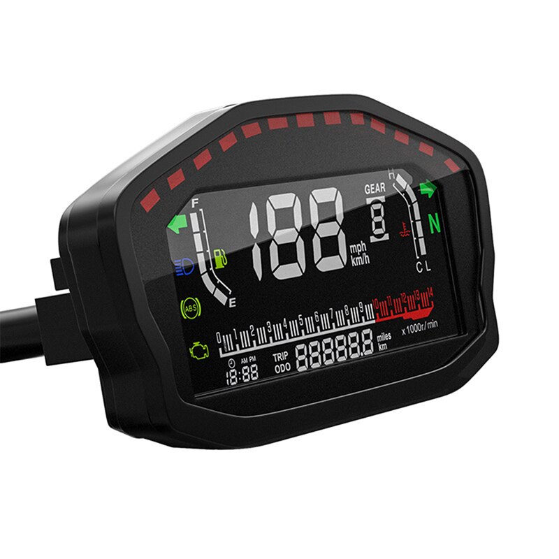 Motorcycle LCD Display Multi-function Instrument Cluster Replaceable Speedometer Display Instrument LCD Gauge