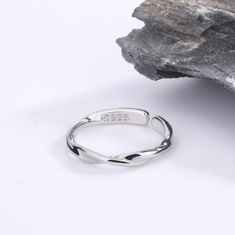 Anelli di filo intrecciato semplici in argento sterling 925 di moda per il commercio all'ingrosso del regalo di gioielleria raffinata di nozze delle donne