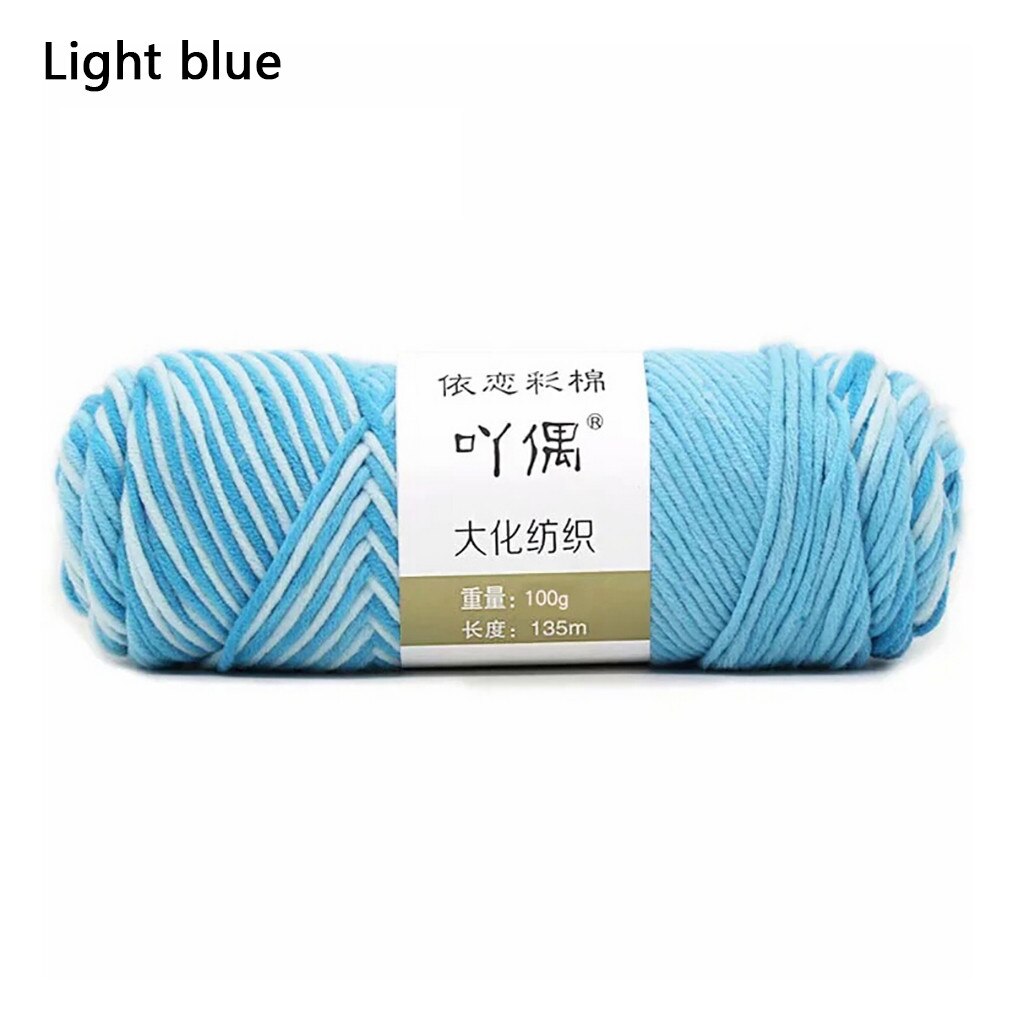 Hilo de algodón 100g para manualidades, hilo de algodón para manualidades, hilo de algodón cálido para tejer a mano, hilo de lana: Light blue