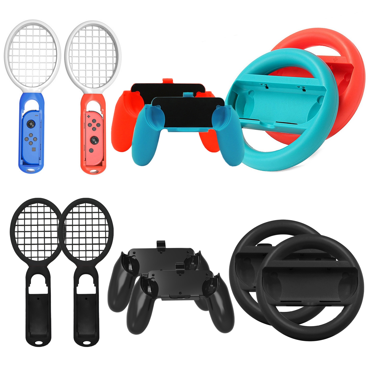 Bevigac 3 Pairs Stuurwiel Tennisracket Grips Handvat Kit voor Nintendo Nintend Schakelaar NS Vreugde-Con Controllers Accessoires