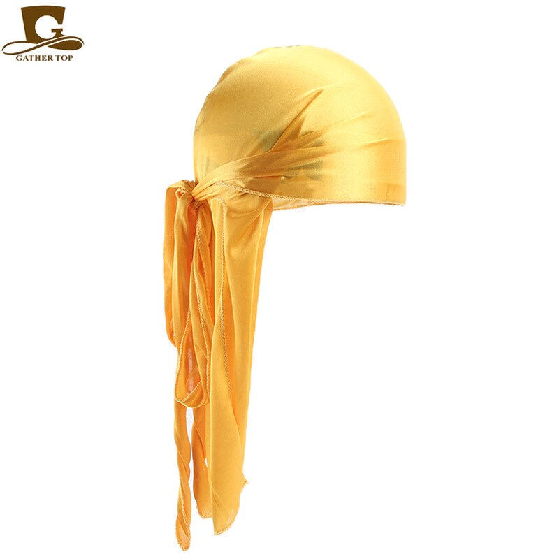 Turag sombreros diadema pirata de los hombres y las mujeres sombrero de seda suave de Nylon tapa: Amarillo