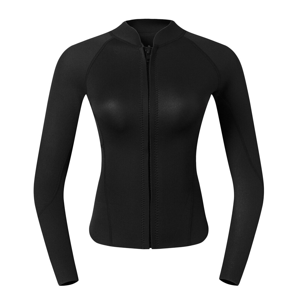 2mm Neopreen Vrouwen Dames UV Zon Bescherming Wetsuit Top Lange Mouw Rits Jas-Warm, super Stretch & Comfortabele: Black XS 