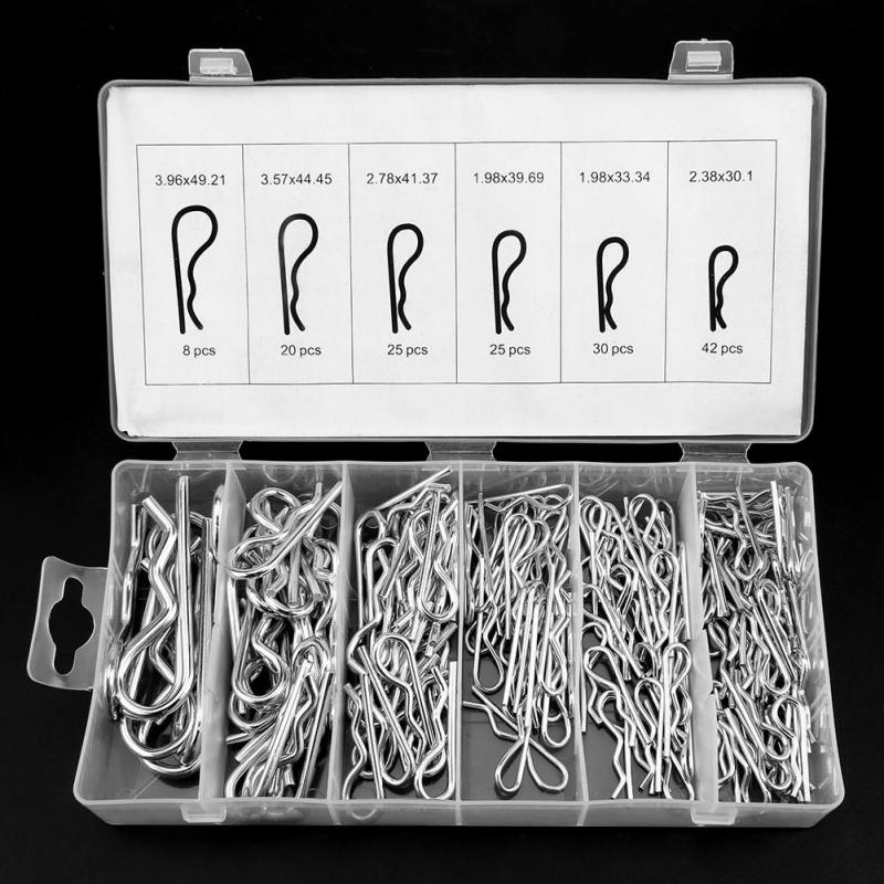 150 stk./parti r splinter traktor pin clips med plastboks split-spalte pinde sortiment kit fastener hardware 6 størrelser