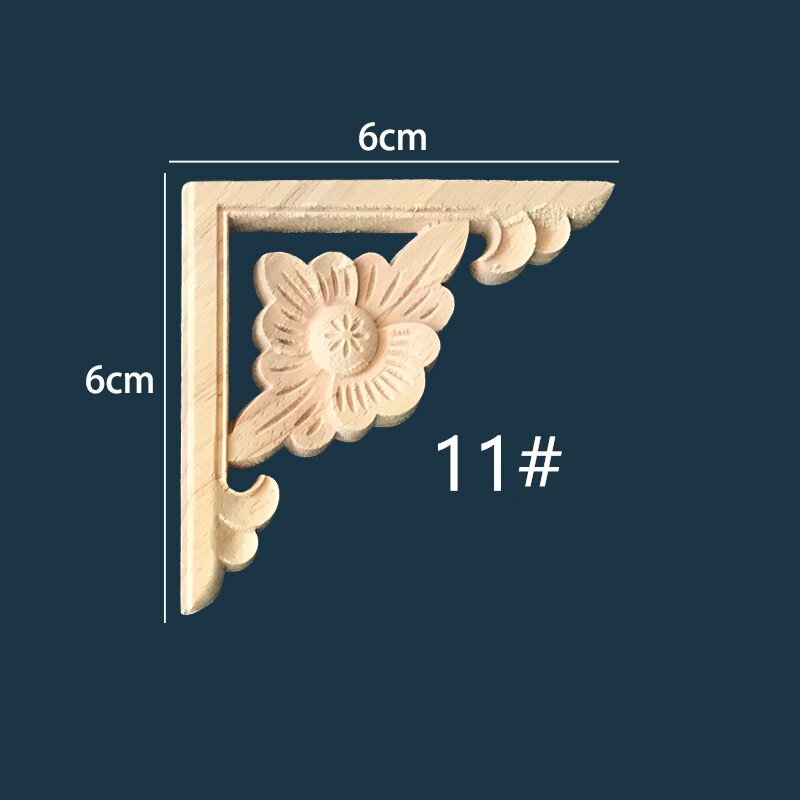 Onlay houten lijstwerk houtapplicatie houten hoekbloem ongeverfd modern houtsnijwerk gesneden houten hoekmeubeldecoratie