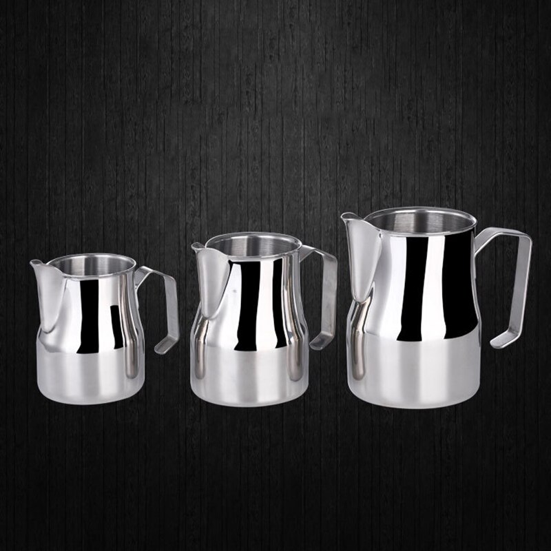 304 rostfritt stål espressokaffe lång mun kanna hantverk latte mjölkskumning kanna mjölk kanna 350/500/750 ml