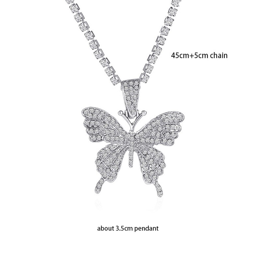Shining CZ Cute Butterfly Pendant Charm Clavicle Choker Butterfly Necklace for Jewelry Women Girl: hdxl04bk