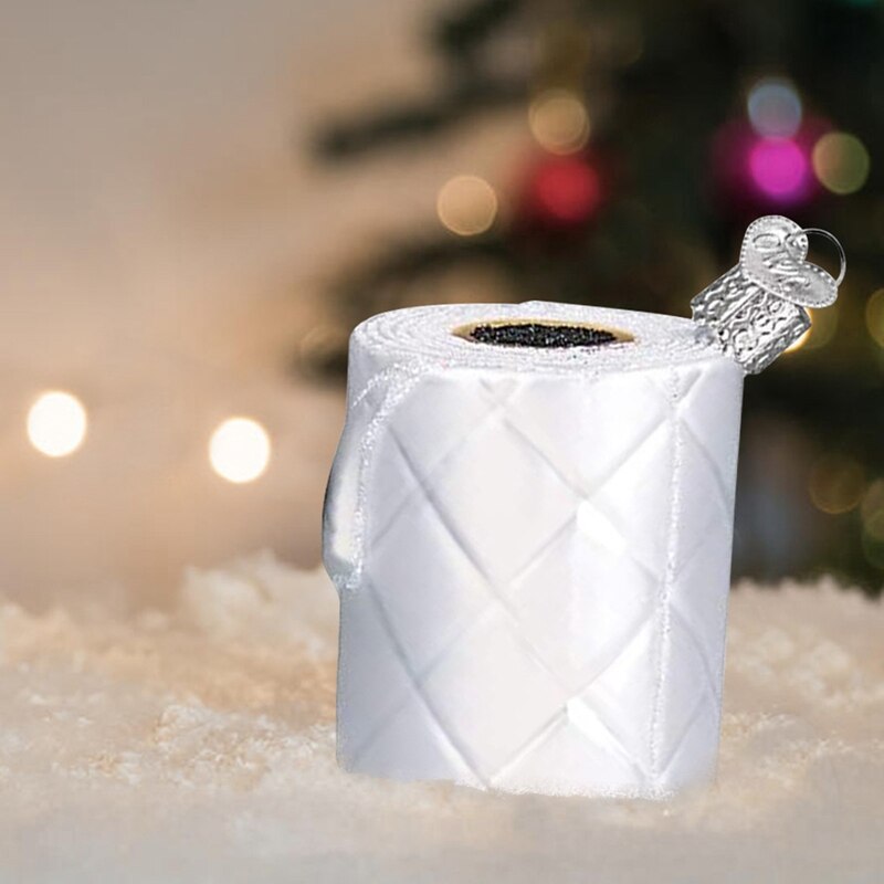 DIY Christmas toilet paper roll tree ornament pendant Christmas tree decoration three-dimensional white roll paper resin