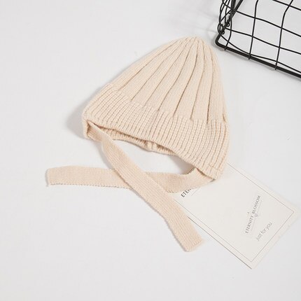 Suave, de punto bebé sombrero foto recién gorra con accesorios de Color sólido Infantil Niño niña gorro otoño invierno cálido Gorro con orejas: Beige