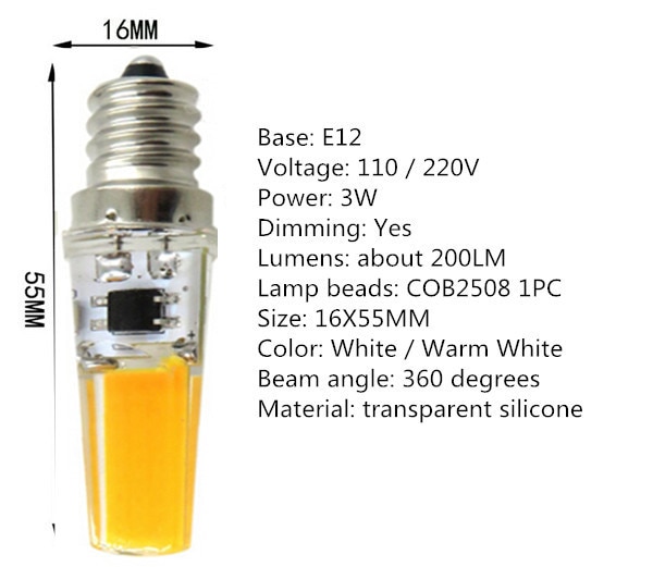 Dimmable B15 LED COB E12 E17 BA15D 110V 220V LED E11 110V COB E14 110V e17 220V G5.3 LED E17 110V BA15D 220V G4 COB G9 G6.35 G8
