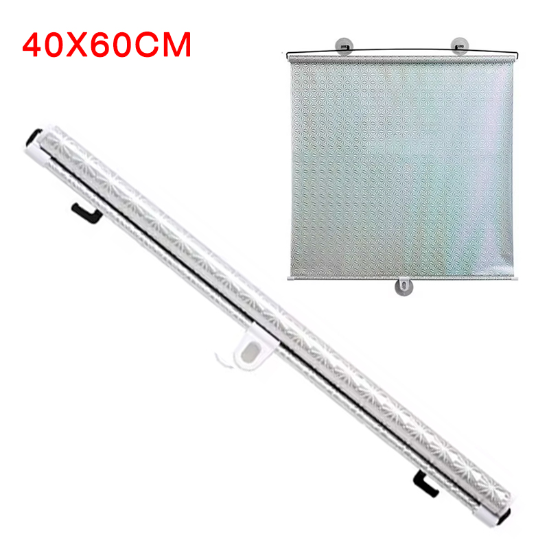 Car Windshield Sunshade Roller Blinds Auto Window Retractable Summer Protection Heat Insulation Curtain Front Rear Shading: Ivory