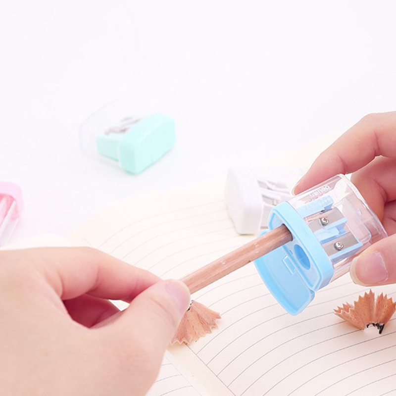 Doppel Löcher Bleistift Spitzer Süssigkeit Farbe transparent Standard Bleistift Schneiden Maschine Schüler Liefern Schule Büro Schreibwaren