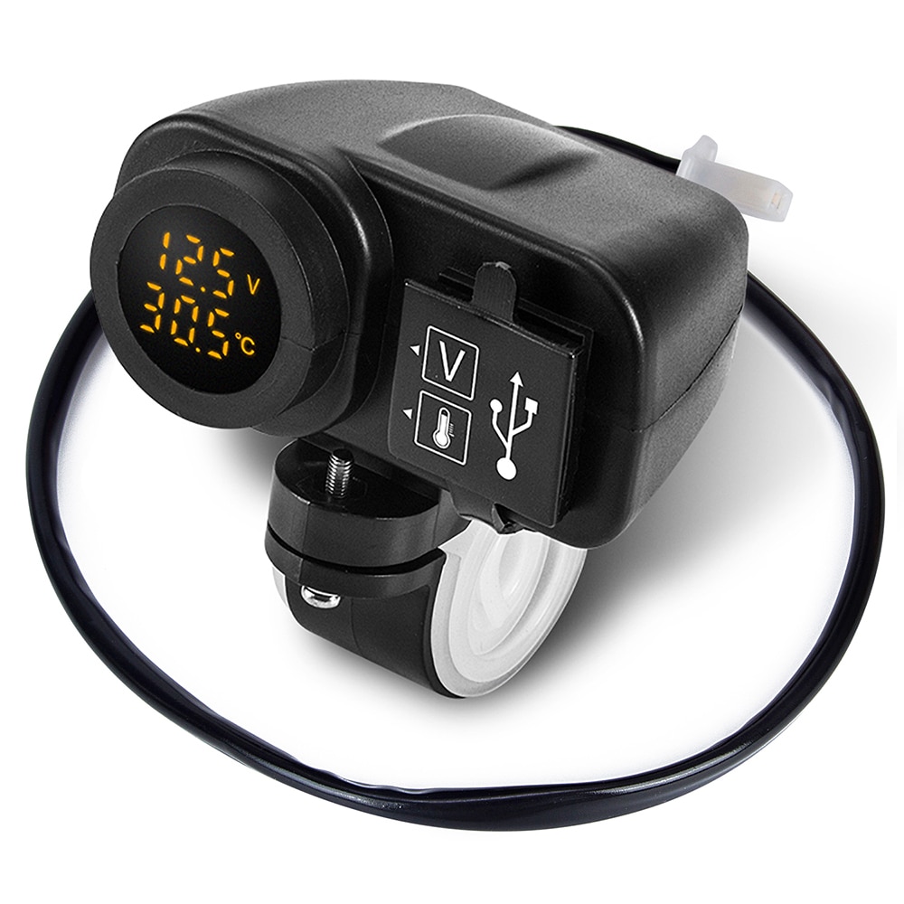 Motorcycle Dual Usb Charger 12V 4.2A Moto 2.1A + 2.1A 12V Naar 5V 15W Usb lader Met Led Display Sockets Aan-uit Schakelaar