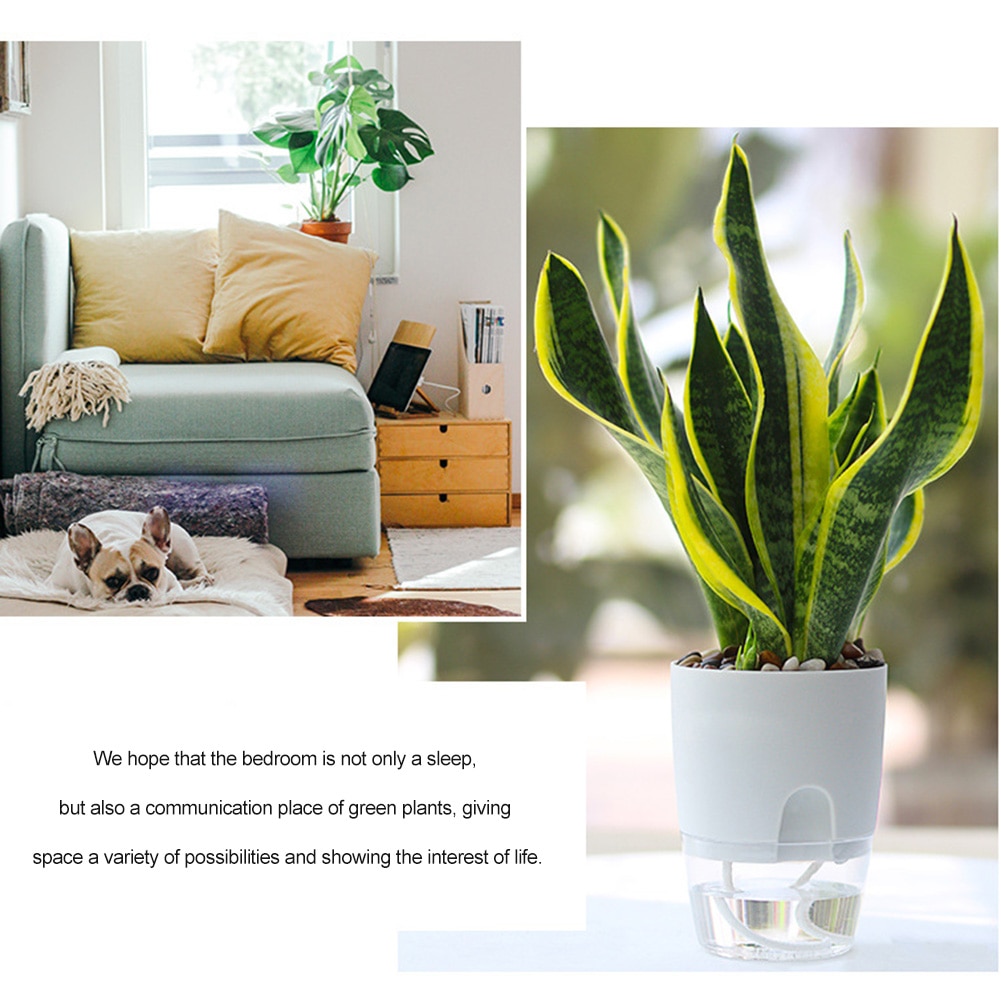 Home Office Decor Hydroponic Flowerpot Practical Plastic Plant Pot 2 Layer Self Watering Flower Pot with Water Tank