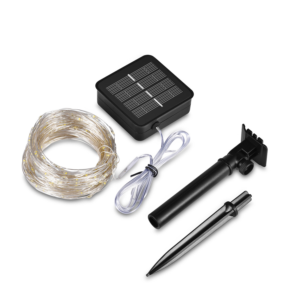 Dimmable LED Solar String Lights Guirlandas de fadas ao ar livre, jardim, decoração do Dia das Bruxas, festa de Natal, feriado, 11m, 21m, 31m