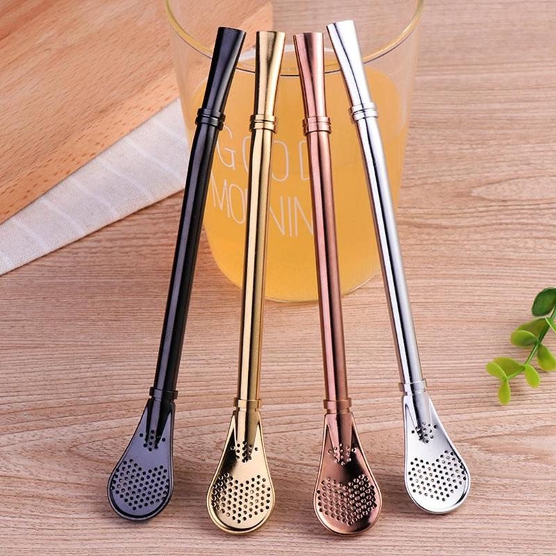 Stainless Steel Drinking Straw Filter Yerba Bombilla Reusable Ball Spoon Tools Mate Practiacl Tea Tea Gourd Washab N0J0