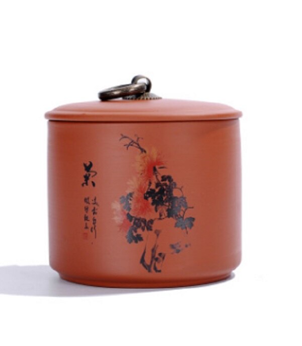 purple tea canister ceramic trumpet tea packing box sealing jar: D