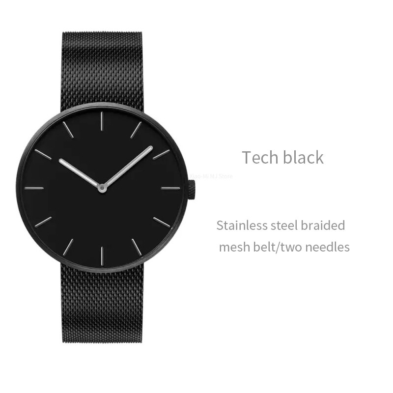 Original Youpin TwentySeventeen Luminous Waterproof Quartz Watch 316L Steel Best Watch Brands For Men Women: Tech black