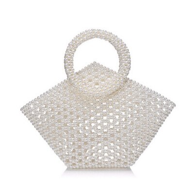 Brand Hand-woven Pearl Bags Lady Beaded Shoulder Bag Women Party Vintage Handbag Ins Small Flap Bag Mini Cross body Bag: YM1657