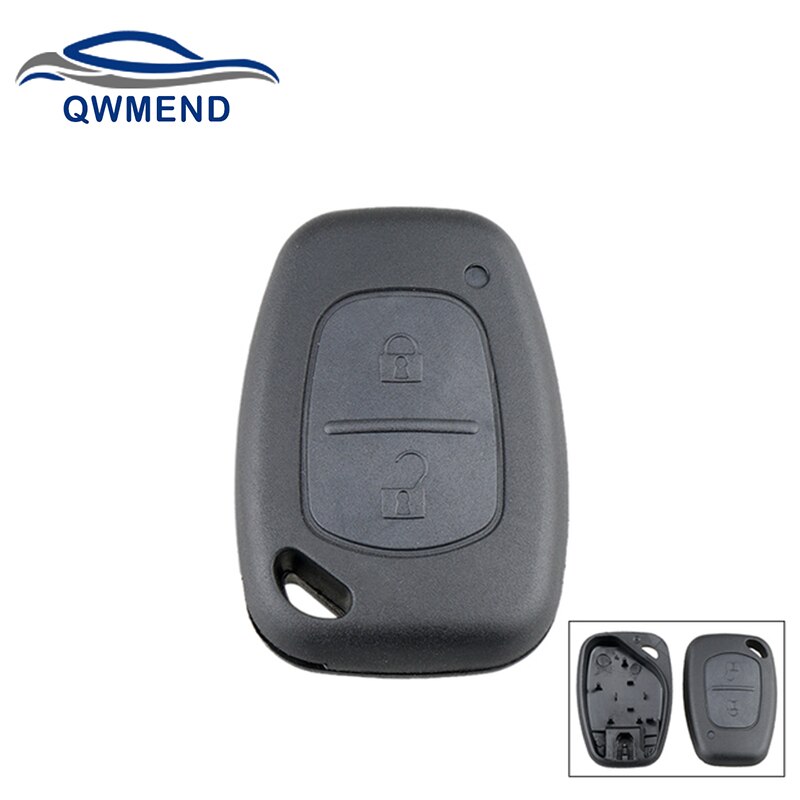 Qwmend Voor Renault Sleutel Shell 2 Knoppen Afstandsbediening Sleutelhanger Case Voor Vauxhall/Opel Vivaro/ Renault Movano Trafic renault Kangoo: No Blade