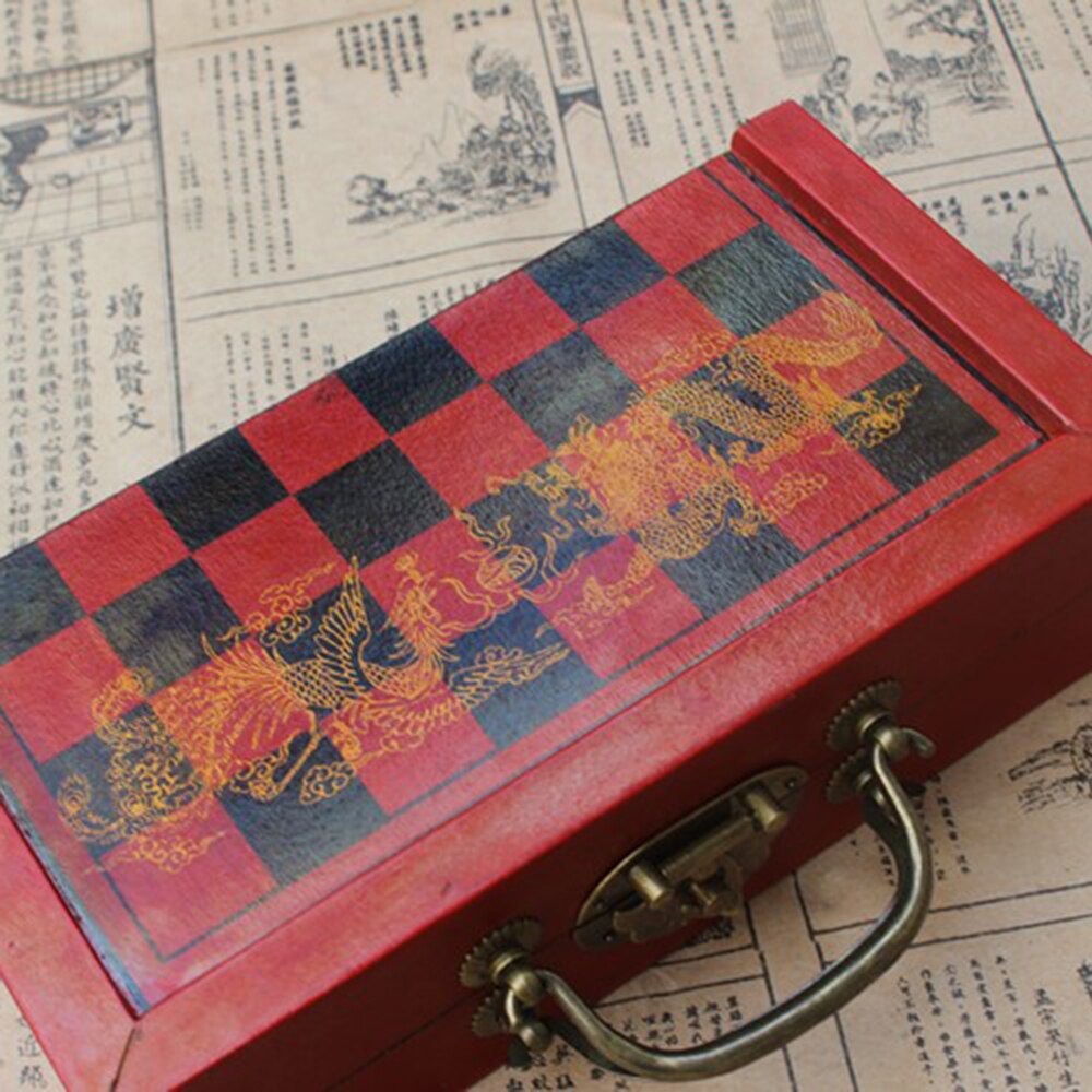 Wooden Chess International Chess Set Terracotta Warriors Chess Pieces Chess Game Christmas for Adult Children Game