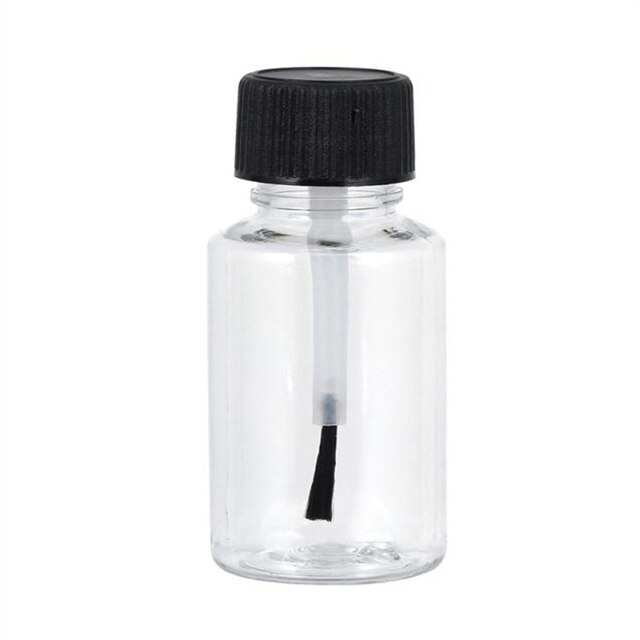 Botella de plástico para esmalte de uñas, bote transparente y vacío, rellenable, con brocha, contenedor de maquillaje: Black-15ml