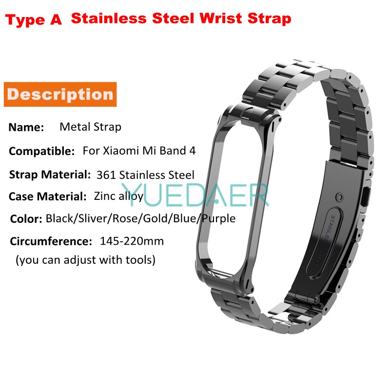 YUEDAER mi Band 4 correa de Metal para Xiaomi mi Band 4 correa de acero inoxidable mi Band 4 correas de muñeca mi lanese Loop mi Band4