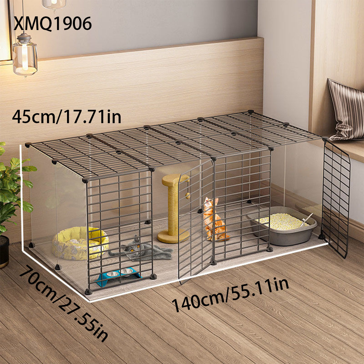 Valla para gatos, jaula para gatos, valla para mascotas doméstica, espacio grande para interiores, deflector de aislamiento para gatos, barandilla para gatitos, antisalto: YELLOW