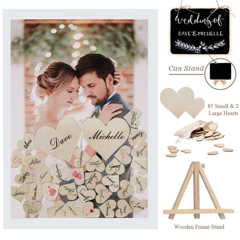 Hochzeit Gästebuch Rustikalen Holz Bilderrahmen Erstkommunion für Gäste Geburtstag Baby Dusche Jubiläum Party Souvenir