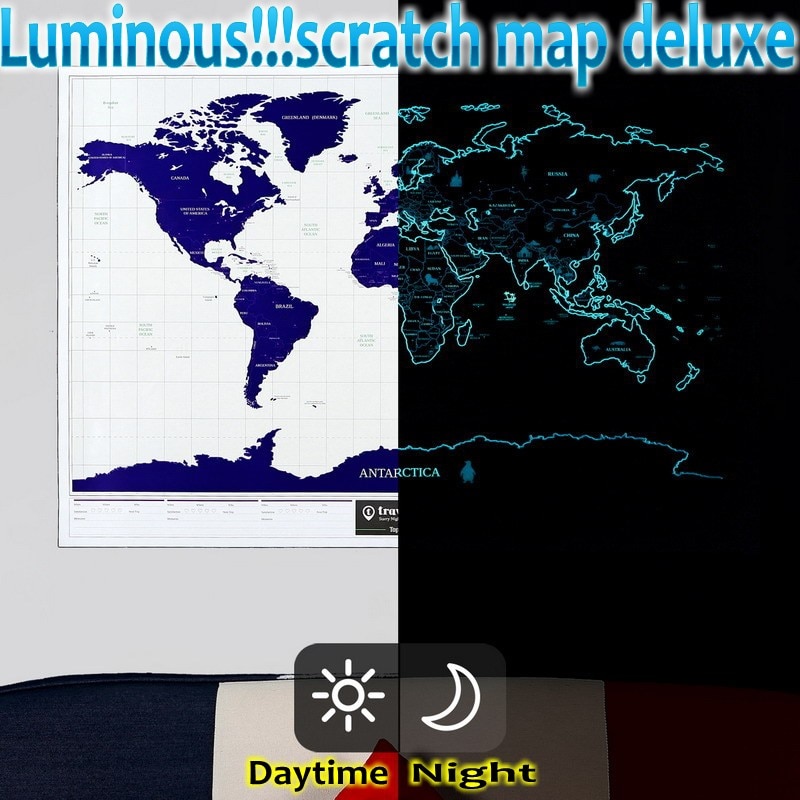 Lichtgevende Deluxe Scratch Kaart 1 Stuk wereldkaart kras travel scratch off maps Met Sterrenlicht